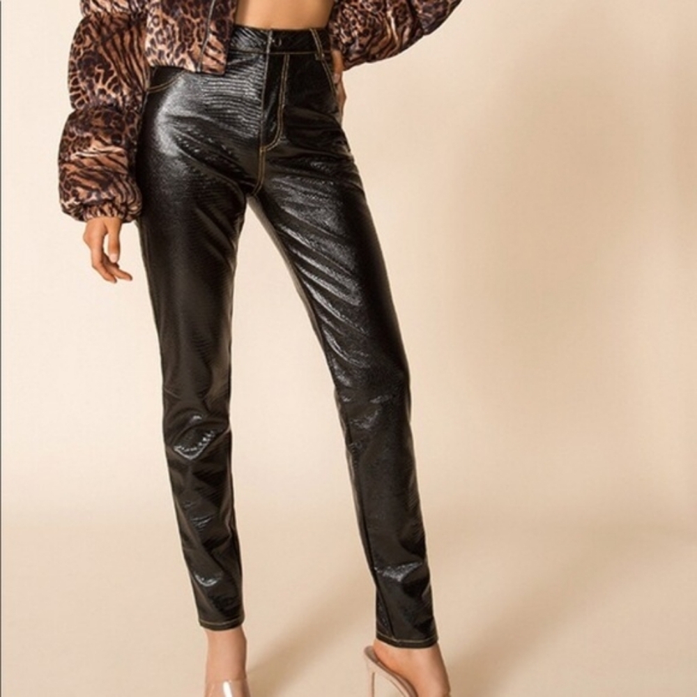 Anthro Tiger Mist Evelyn Croc Textured Leather Pants